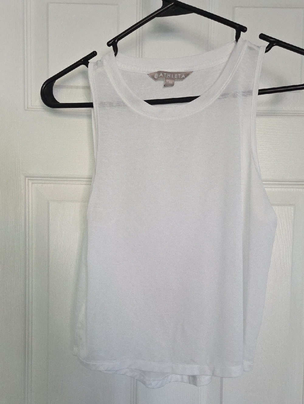 Athleta White Muscle Tank with Crew Neck